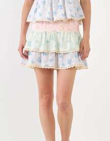 Free the Roses Womens Multicolor Color Block Eyelet Trim Detail Mini Skirt Small