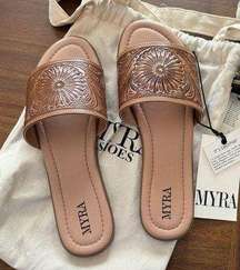 NWT Myra Bag Hand Tooled Leather Sandals