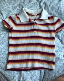 Short Sleeve Striped  Button Up