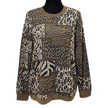 Cathy Daniels Brown Animal Print Pullover Sweater Size Large