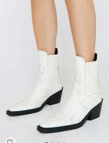 Gently Loved Nasty Gal Leather Ankle Western Boots