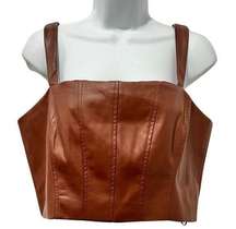 Jason Wu Brown Vegan Leather Corset Top Crop Top sz L NEW Tags Back Zipper Lined