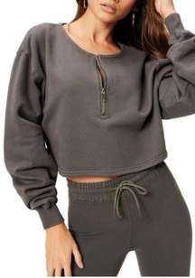 NWT Good American Essentials Gray Collarless Half Zip Sweatshirt - Size 6 (3XL)