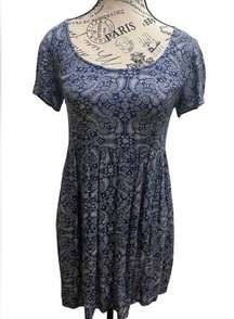 DIVIDED BLUE & WHITE PAISLEY MINI- DRESS - EUC - SZ 2