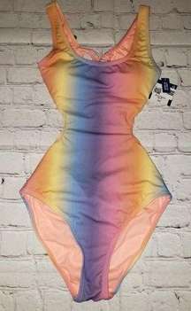 NWT Arizona Jean Co Swimwear Women's Rainbow One-Piece Sexy Summer Swim Suit $59