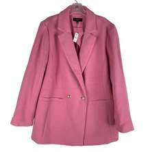 Talbots Double Knit Long Blazer Jacket Double Breasted Pink Size 14W
