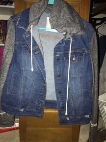 A Jean Jacket Sweater With A Hoodie