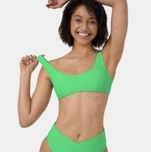 Halara U Neck Bikini Top Swim Size M NWT Bright Green