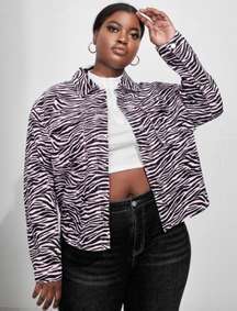 Zebra Print Denim Jacket 