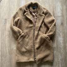 Chestnut teddy coat long jacket M