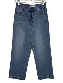 Great Smoky Los Angeles Jeans Junior 5 Blue High Rise Wide Leg Whiskering Casual