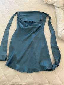 Blue silk dress