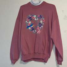 Vintage blue bird & flowers sweater sweatshirt