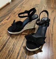 Black Bow Wedges