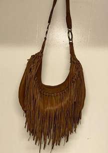 Kenneth Cole Half moon Hobo Fringe Leather Shoulder Bag