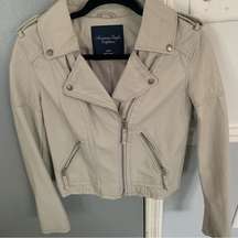 American Eagle Faux Leather Jacket Size Small Color Bone