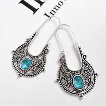 Bohemian Dangle hoop earrings vintage Blue Womens Jewelry vintage style