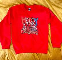 Vintage Unisex Southwestern Christmas Crewneck Sweater, Boho, Red, Sweatshirt