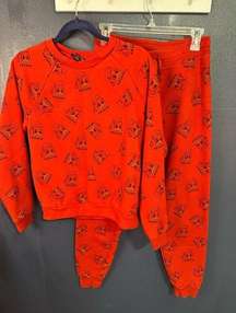 x Disney PJs Set Sweats Sz Small Red Donald Duck