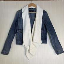 Abercrombie & Fitch Women’s Sz S Shawl Sweater Lined Denim Jacket Button Jacket