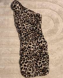 Guess One Shoulder Cheetah Print Dress