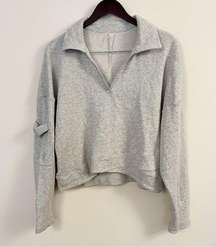 Free People Movement Gray Collared Pullover Sweatshirt Cotton Size Small