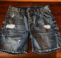 Distressed Denim Shorts Button Fly London Jean Sz 0 Inseam 6”,