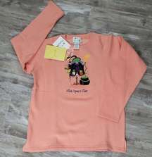 The Quacker Factory Halloween Sweater Peach Witch Upon a Star Size M NEW TAGS