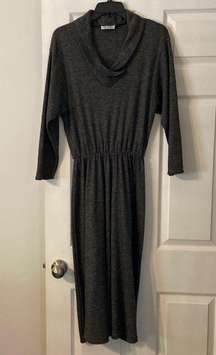 J.B.TOO Dress no size length 47” bust 34” gray and black color , maxi dress