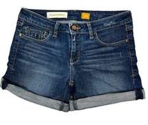 Pilcro Anthropologie Jean Shorts Size 25" Blue Stet Low-Rise Roll-Up Hem Stretch