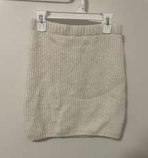 White/Cream Soft Knit Mini Skirt