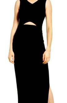 NWT Open Edit cutout ruched black midi dress XXL