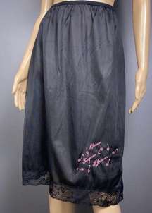 Vintage Saks Fifth Avenue Half Slip Size Large All Nylon Embroidered Music Love