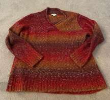 Fall ombré striped cowl neck type sweater