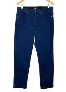 Jeans Womens 32 Blue Denim Slim Straight Magic Waist High Rise Dark Wash