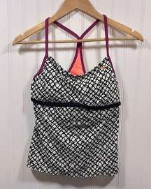 Nike patterned racer back swim tankini