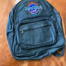 Vintage 90s  Maui Black Leather Backpack Save the Planet