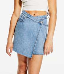 High Wasted Wrap Denim Skirt 