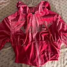 Pink Velvet Track Sweat Jacket