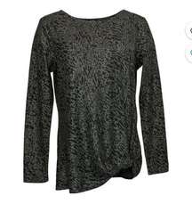 Max & Mia Cozy Twist Front Animal Print Tunic in Heather/Charcoal. Size Small.