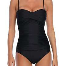 RELLECIGA Women's Strapless One Piece Swimsuit M