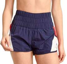 Free People Movement The Way Home High Waisted Athletic Navy Red Shorts Large