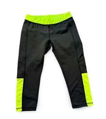 Coco Limon Black Neon Yellow Athletic Cropped Leggings