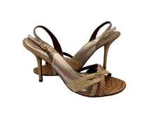 ISABELLA FIORE Vintage Beige Leather Slingback Heels Sz 6.5