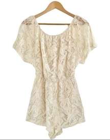 5|48 Off Shoulder Ivory Lace Romper With Pockets Size XS