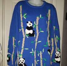 Quacker Factory Blue Panda Sweater Size Large