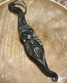 Wizard Half Moon Hand Forged Iron Keychain