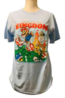 MARIO BROS Unisex Blue Mushroom Kingdom Tee Medium