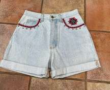 Vintage Y2K Lee anagram collection studded Aztec trim cuffed denim shorts