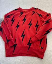 Red  Black Lightning Bolt Crewneck